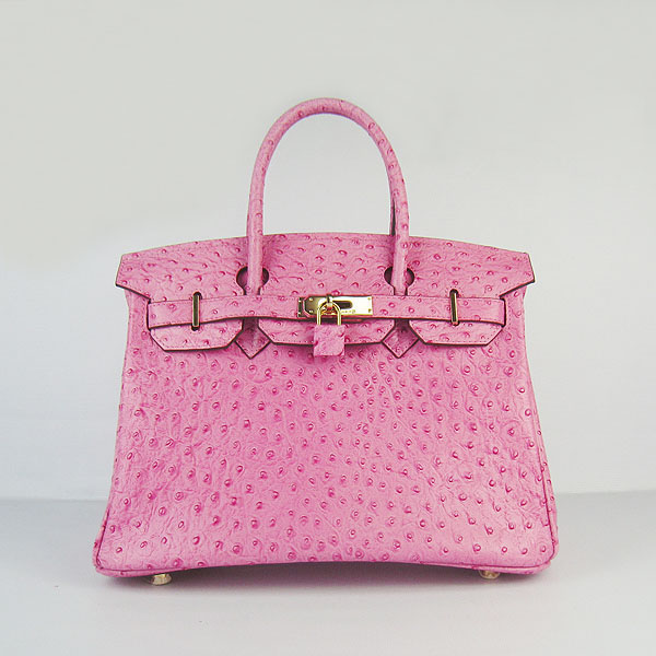 Replica Hermes Birkin 30CM Ostrich Veins Handbag Pink 6088 On Sale